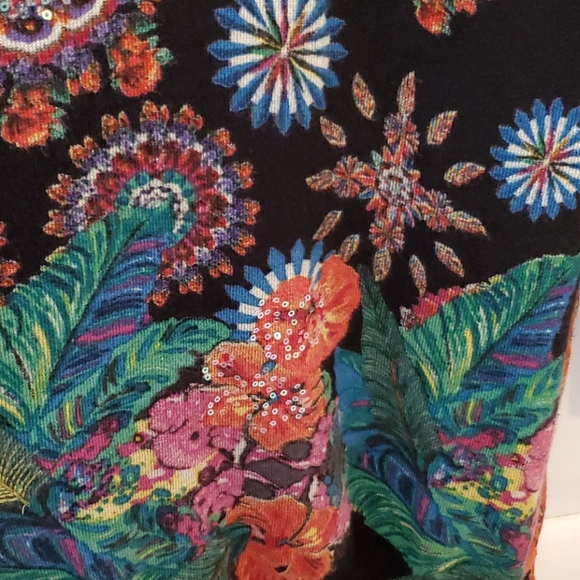 Desigual Black Tunic / Dress Floral Sequins Large - Picture 10 of 14